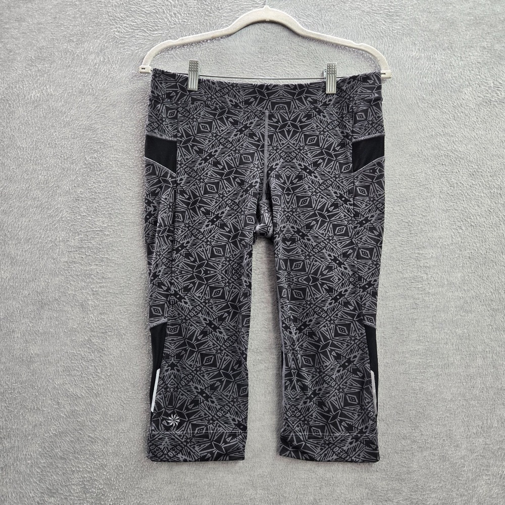 Athleta Women Activewear Pants M Black Crop Geometric Cairo Bare Running
